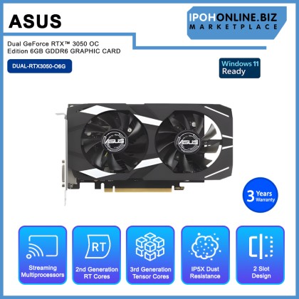 ASUS Dual GeForce RTX™ 3050 OC Edition 6GB GDDR6 GRAPHIC CARD